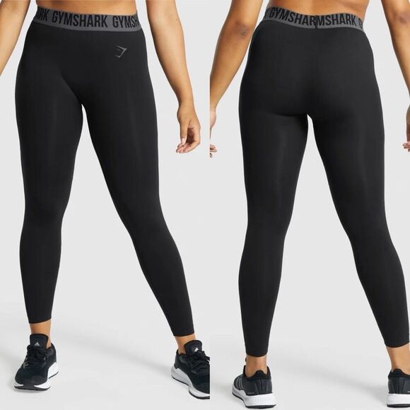 Gymshark Black Gray Athletic Leggings XS - Picture 1 of 5